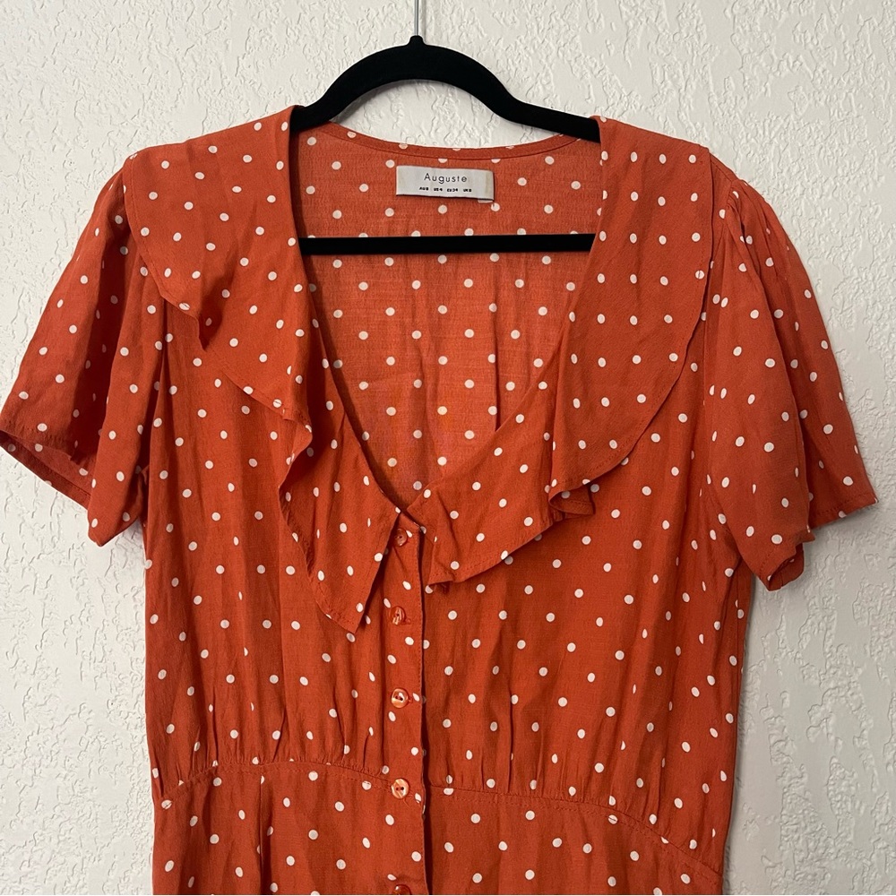 Auguste The Label Rust Lilly Day Classic Polka Dot Mini Dress Size 4 - Picture 6 of 12